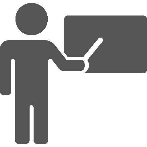 Ícone de um boneco apresentando algo num quadro: utilizado para representar o link para seminários